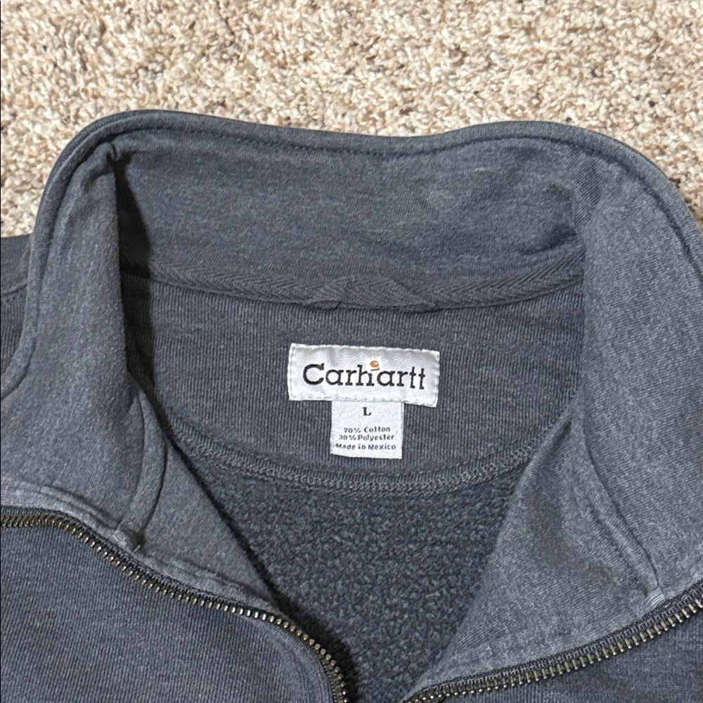 Carhartt Men's Dark Gray 1/4 Zip Sweater - Picture 4 of 5